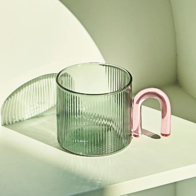 Floriddle Colorful Handle Glass Mug