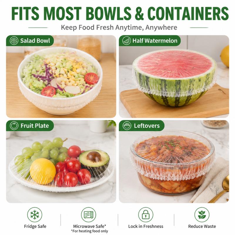 100PCS Stretch Food Covers | Disposable Elastic Bowl Covers for Fresh Food Storage