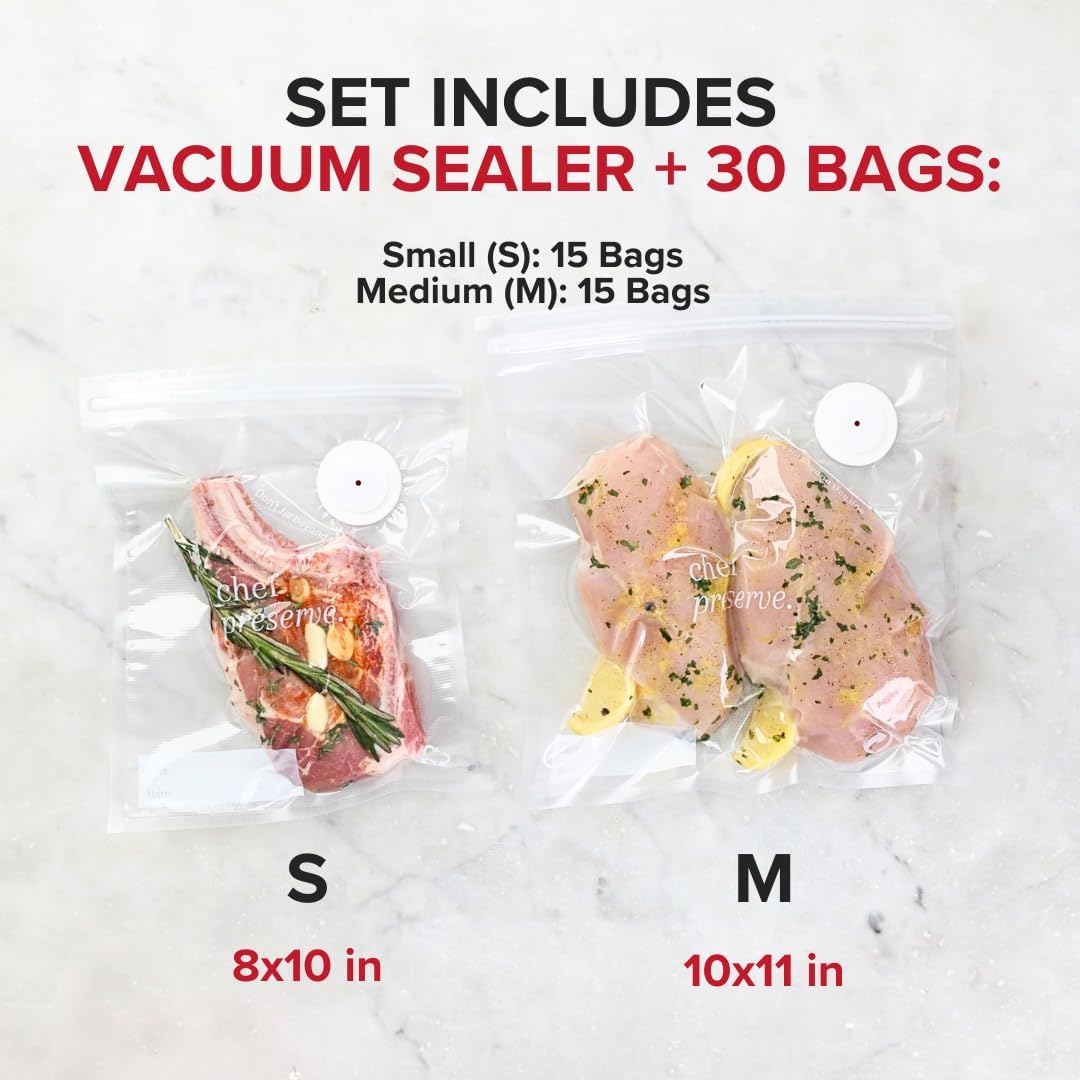 Chef Preserve CP.V1.1 Compact Vacuum Sealer with Reusable Bags