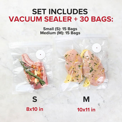 Chef Preserve CP.V1.1 Compact Vacuum Sealer with Reusable Bags