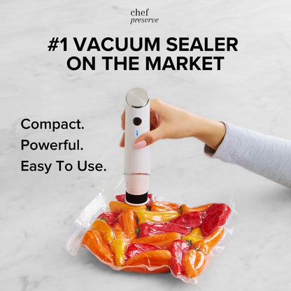 Chef Preserve CP.V1.1 Compact Vacuum Sealer with Reusable Bags