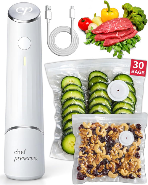 Chef Preserve CP.V1.1 Compact Vacuum Sealer with Reusable Bags