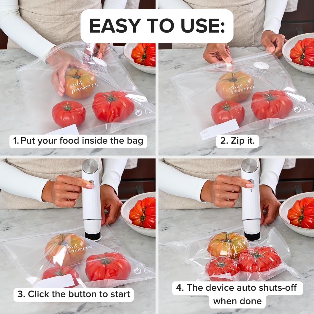 Chef Preserve CP.V1.1 Compact Vacuum Sealer with Reusable Bags