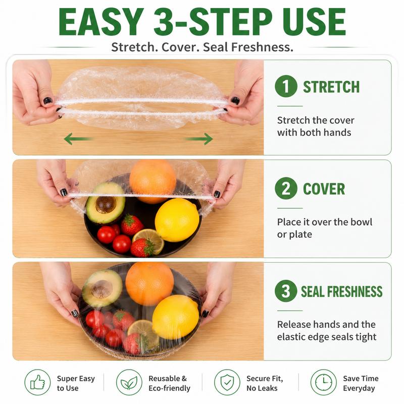 100PCS Stretch Food Covers | Disposable Elastic Bowl Covers for Fresh Food Storage