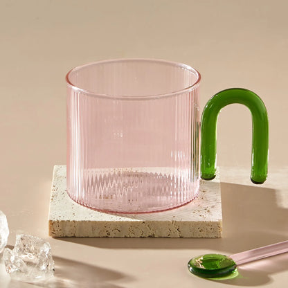 Floriddle Colorful Handle Glass Mug