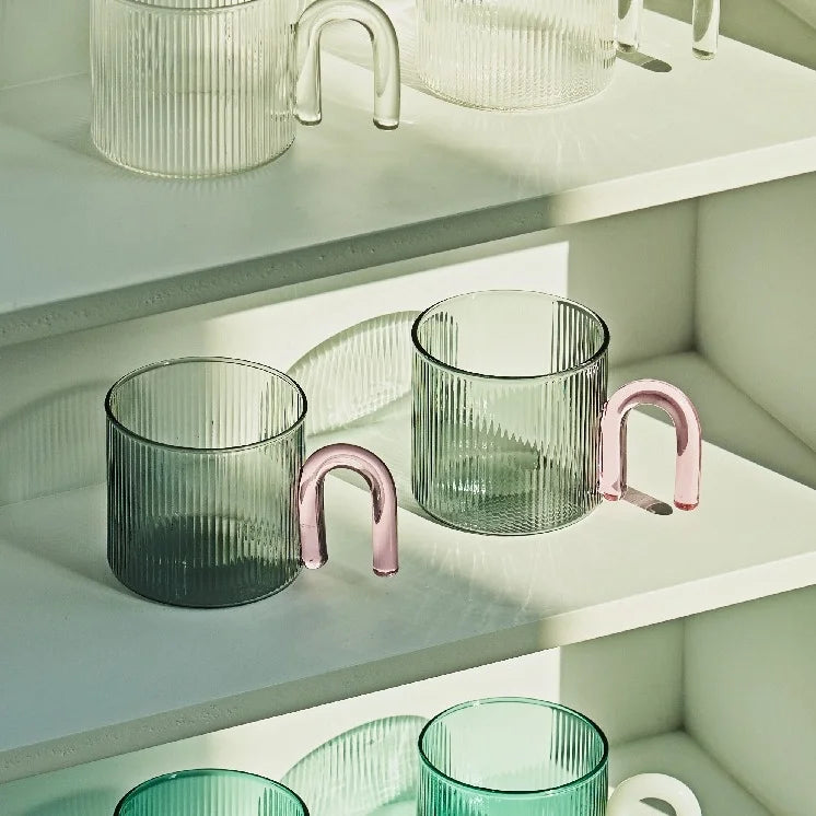 Floriddle Colorful Handle Glass Mug
