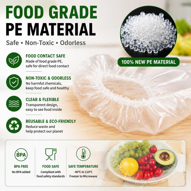 100PCS Stretch Food Covers | Disposable Elastic Bowl Covers for Fresh Food Storage