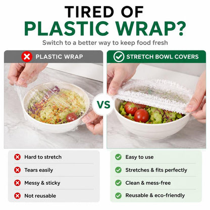 100PCS Stretch Food Covers | Disposable Elastic Bowl Covers for Fresh Food Storage