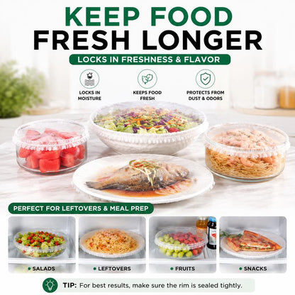 100PCS Stretch Food Covers | Disposable Elastic Bowl Covers for Fresh Food Storage